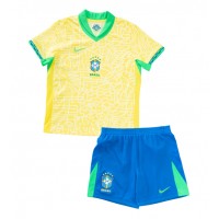 Brazília Domáci Detský futbalový dres Copa America 2024 Krátky Rukáv (+ trenírky)